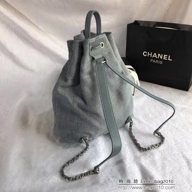 香奈兒CHANEL 93787 旅行必備帆布雙肩抽繩沙灘包DSC1989